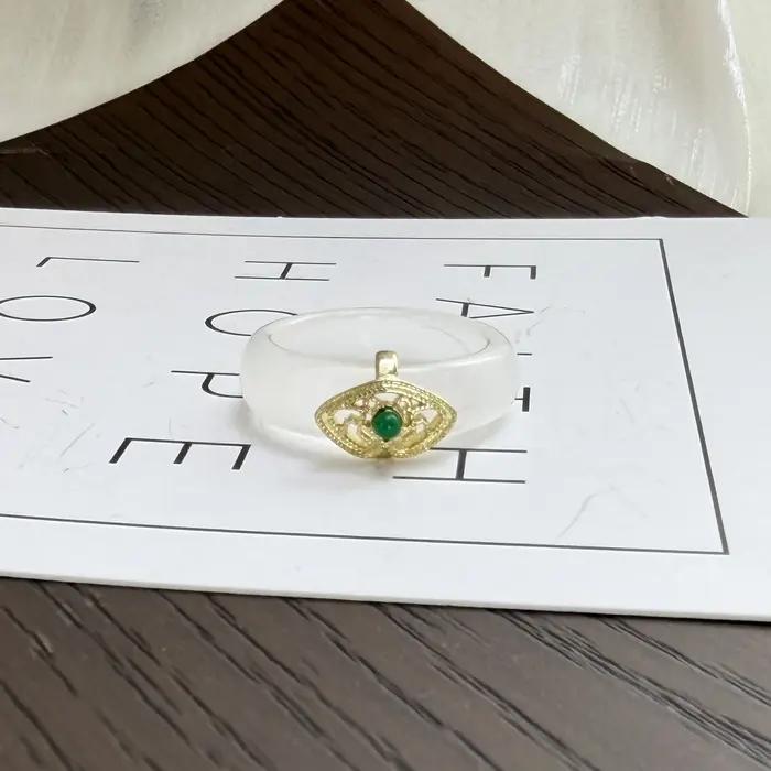 Bague en argent Sterling S925 avec calcédoine pour femmes, style vendange, idéale pour anniversaire et autres occasions spéciales