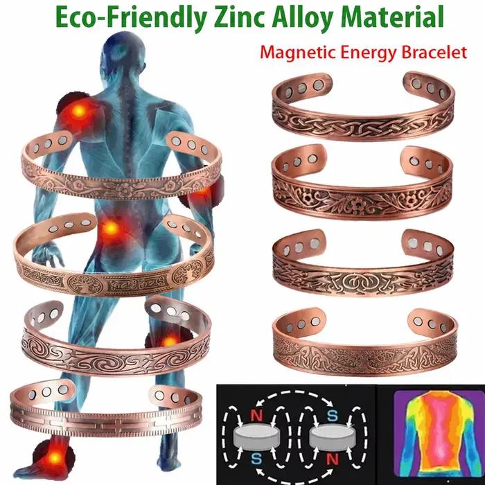 Bracelet à énergie magnétique de style européen et américain Vintage accessoire tendance magnétique en cuivre antique plaqué pour homme et femme occasions spéciales et quotidienne