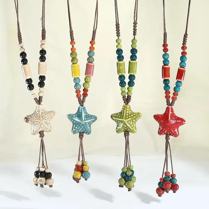 Collier en zircon étoile de soleil vintage pour femmes chaîne ras du cou pendentif double couche bijou mode occassions spéciales