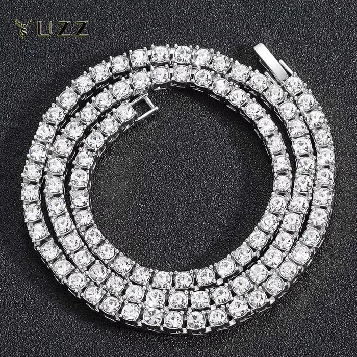 Hip Hop 5MM chaîne de Tennis glacé Bracelet collier hommes mode couleur argent Tennis bijoux chaînes femmes 20 pouces tour de cou Punk cadeau