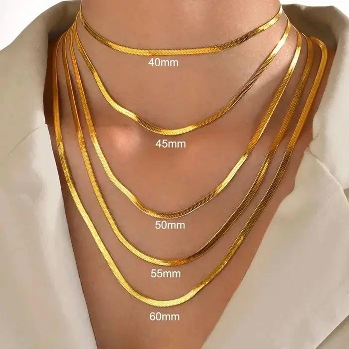 Collier chaîne serpent en argent sterling 925 et or pour femmes et hommes, ras du cou à chevrons, bi