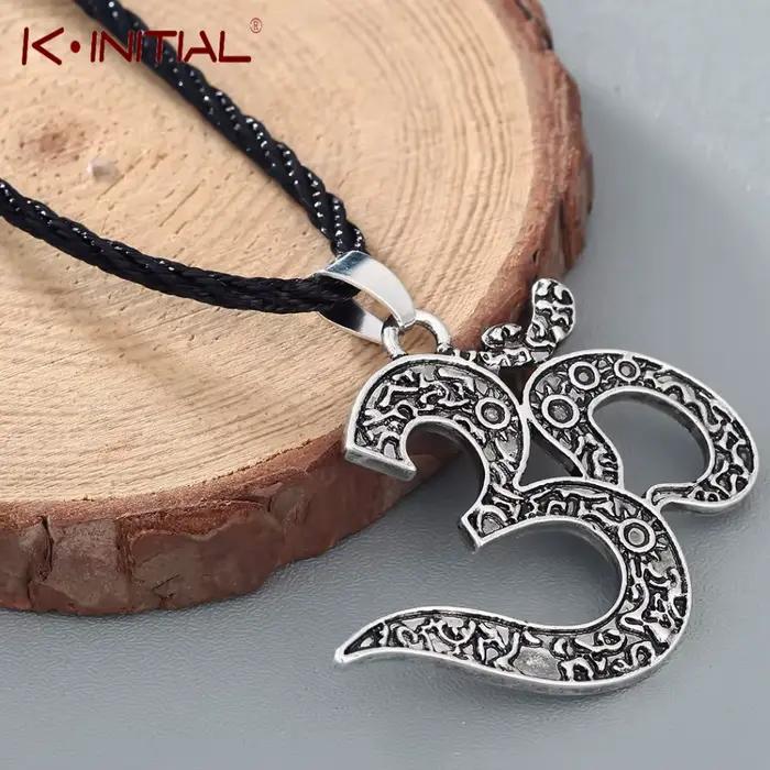 Kinitial-Collier pendentif vintage OM Ohm pour femme, breloque de yoga, bijoux de méditation de la p