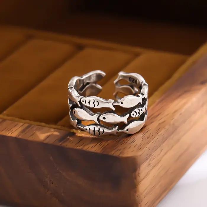 Bague poisson mignon en argent sterling 925 pour femmes, bijou animal de compagnie moderne et original, cadeau d'anniversaire, bijou à la mode pour occasions spéciales