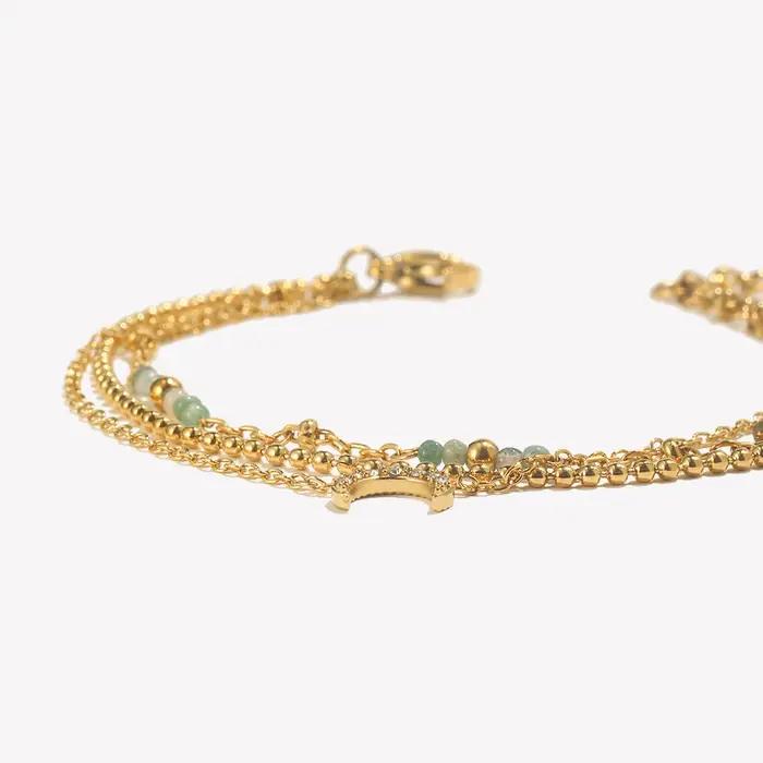 Bracelet E.B.belle lune à trois couches plaqué or 18 carats acier inoxydable pour femmes style moderne occassions spéciales