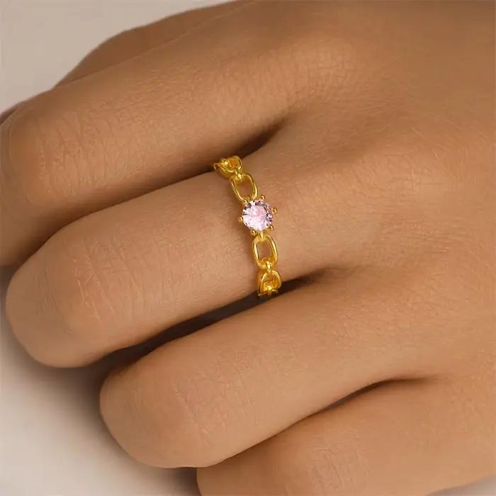 Bague réglable en argent sterling 925 motif croix zircon éclatant couleur or jaune clair pour femme style vintage et bohème