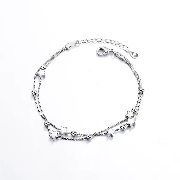 VENTFILLE 925 timbre couleur argent étoile Bracelet mode coréenne étoiles à cinq branches cristal Do