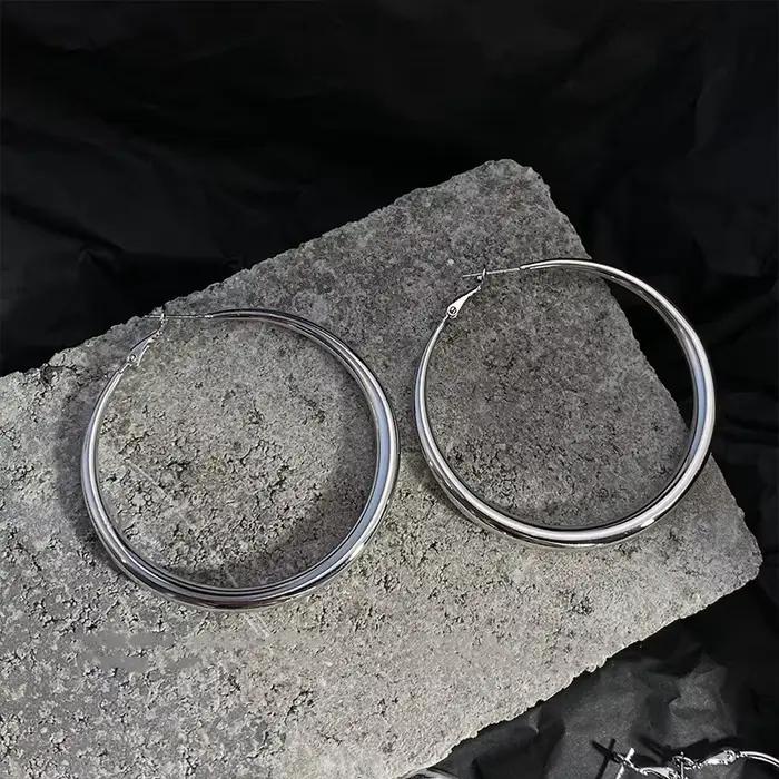 LATS – boucles d'oreilles rondes géométriques simples en alliage de cuivre pour femmes