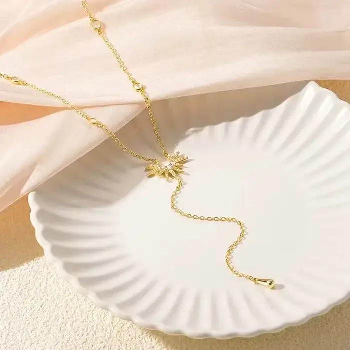 Collier pendentif en forme de Y en acier inoxydable pour femmes et filles