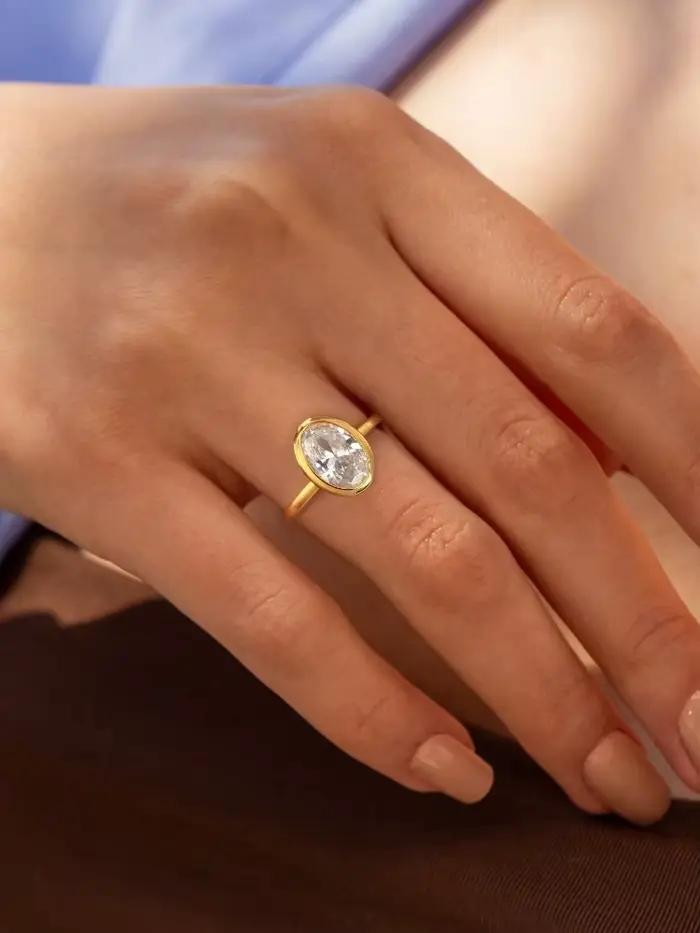 Bague ovale en argent Sterling 925 et Zircon pour femmes, anneau ovale Simple et délicat à la mode, fiançailles, mariage, luxe, bijoux fins de haute qualité