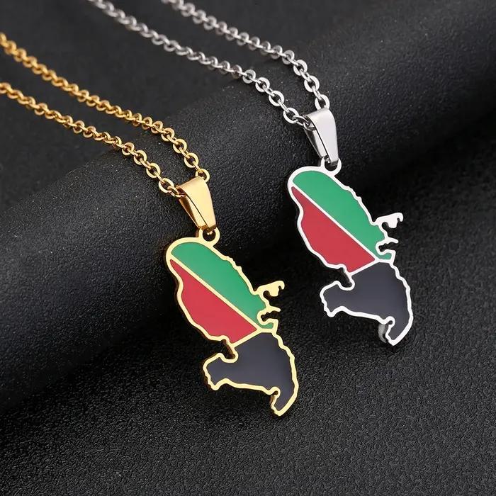 France Martinique carte drapeau pendentif collier en acier inoxydable pour femmes hommes or argent couleur charme mode tour de cou bijoux cadeau