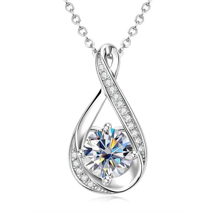 Collier en moissanite à coupe ronde Lnngy 8MM 2.0CT