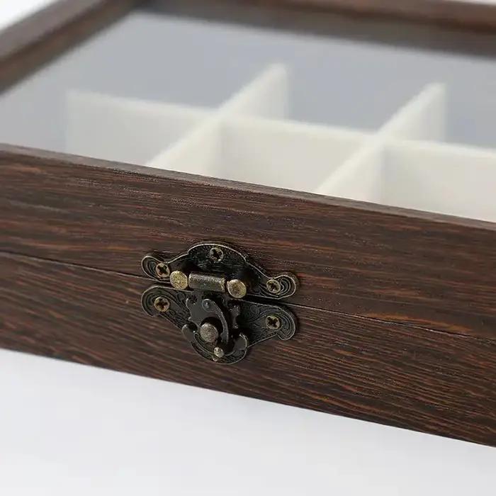 Boîte à bijoux en bois vintage haut de gamme avec plusieurs compartiments pour organiser et ranger des colliers de
