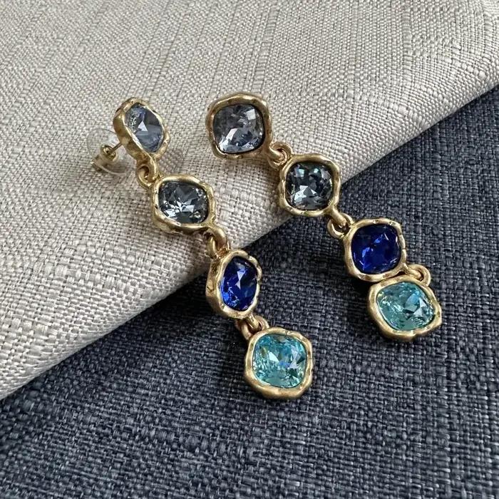 Os – boucles d'oreilles géométriques en verre coloré incrusté de Zircon pour femmes