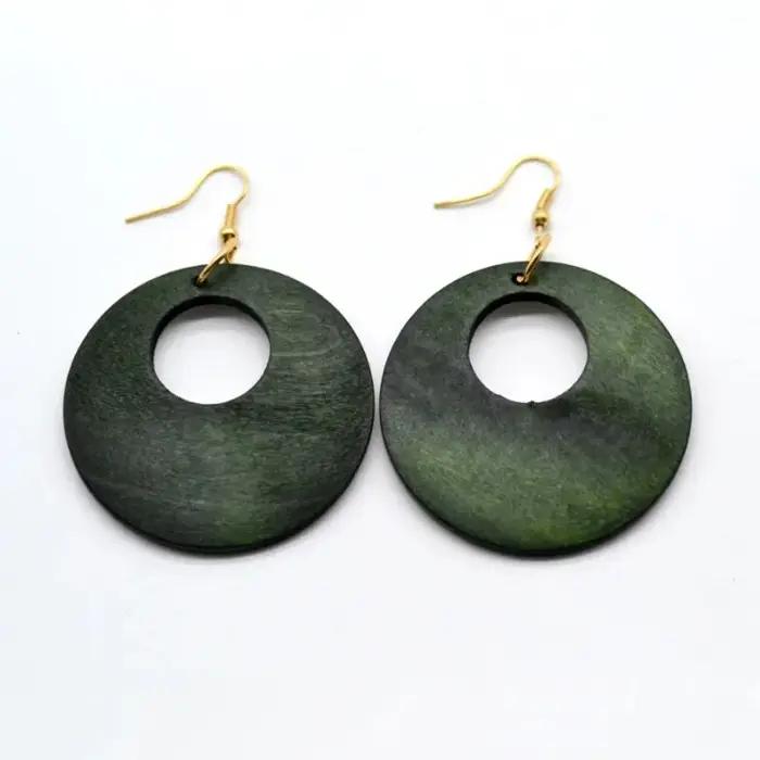 Boucles d'oreilles Vintage en bois pour femmes
