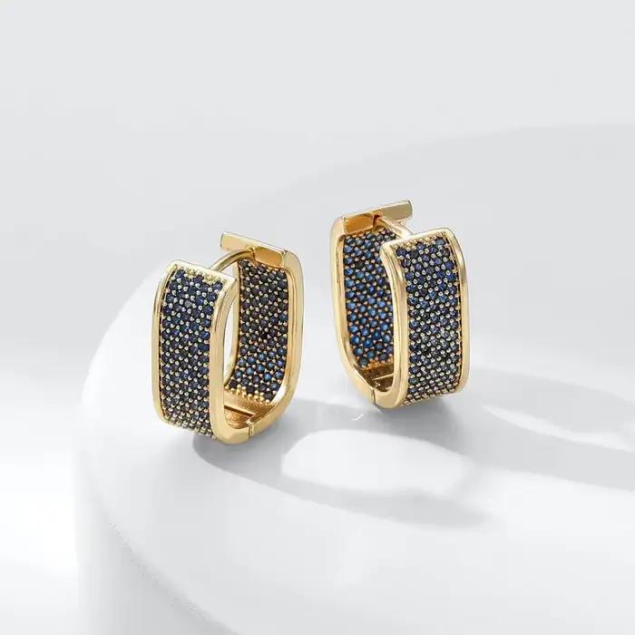 Boucles d'oreilles dorées, boucles d'oreilles de luxe haut de gamme pour femmes, incrustées de zircon multicolore, bijoux de luxe exquis et nouveaux bijoux 2023