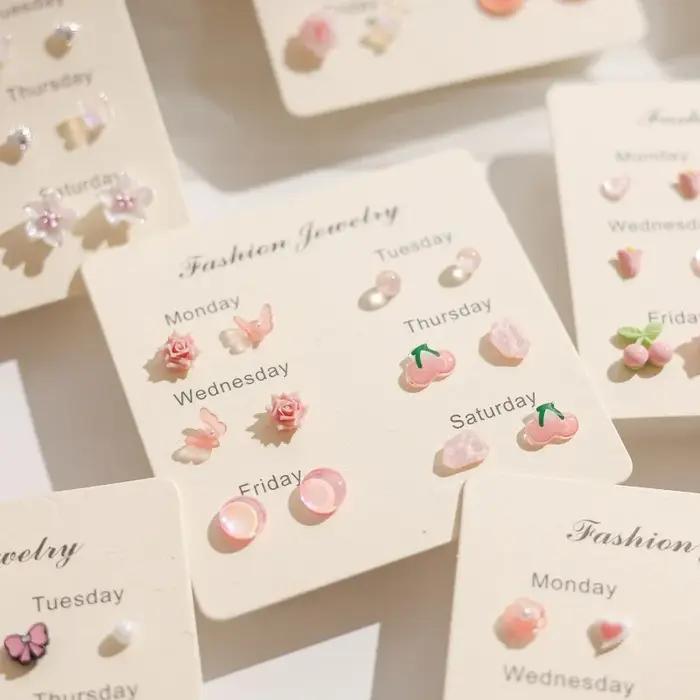 Boucles d'oreilles roses simples style Vitality Girl