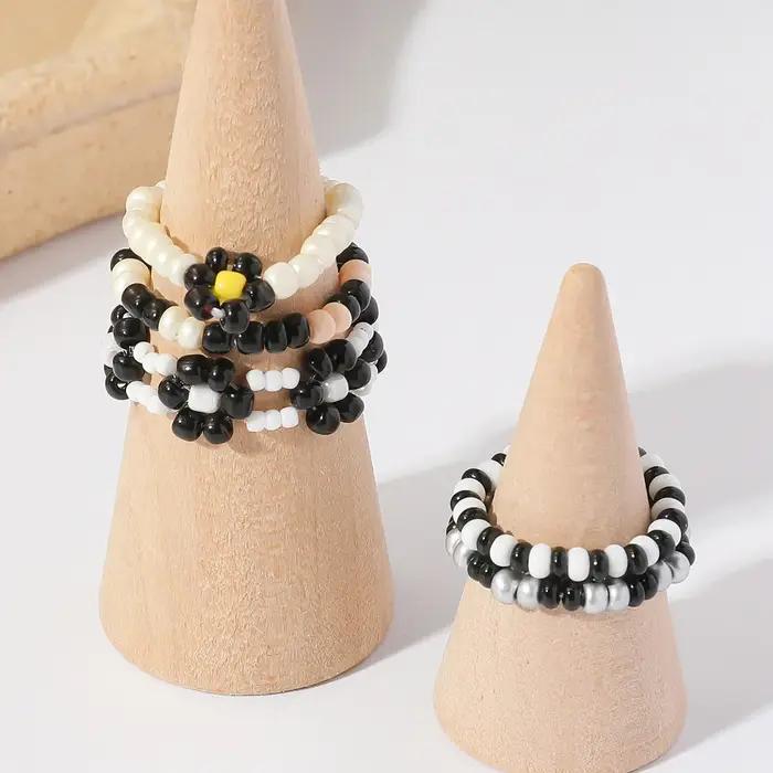 Bagues en perles de rocaille pour femmes, design bohème, motifs floraux, bagues minimalistes et colorées pour soirées et occasions spéciales