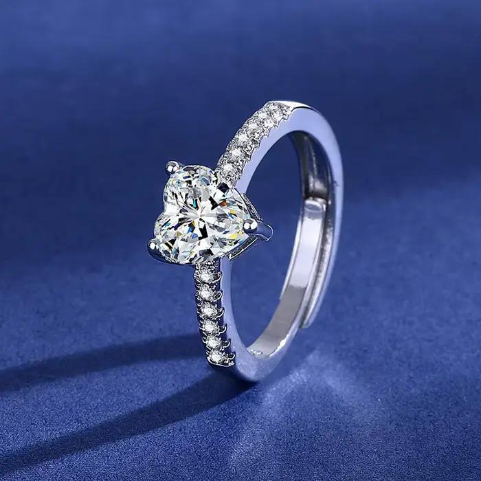 Bague SAY en argent sterling 925 sertie de zirconium blanc classique pour femmes occasions spéciales soirée mariage