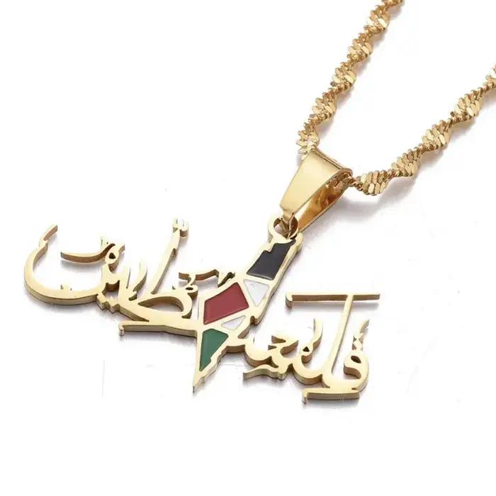 HNSP drapeau de la Palestine arabe pendentif en acier inoxydable Collier pour femmes bijoux accessoires