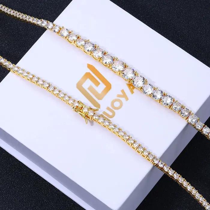 ESKEEM nouveau Style glacé bijoux Bling diamant chaîne de Tennis or argent rond cubique zircone