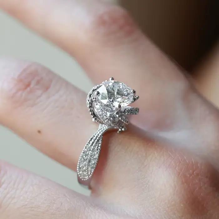 BXINY 1/2CT fleur Moissanite bague 925 en argent Sterling pour les femmes certifié GRA laboratoire-grown diamant alliance cadeaux bijoux fins