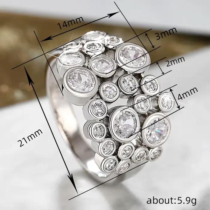 Bague de mariage ronde en argent 925 pour femme, design unique, bande de cérémonie, fête de luxe pour dames, bague de doigt, cadeau de bijoux