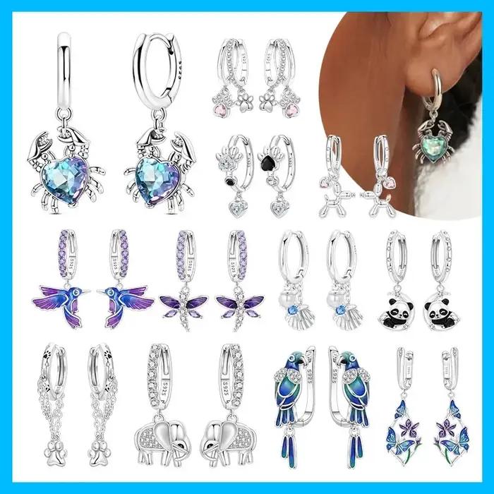 Boucles d'oreilles pendantes en forme de cœur d'éléphant Panda