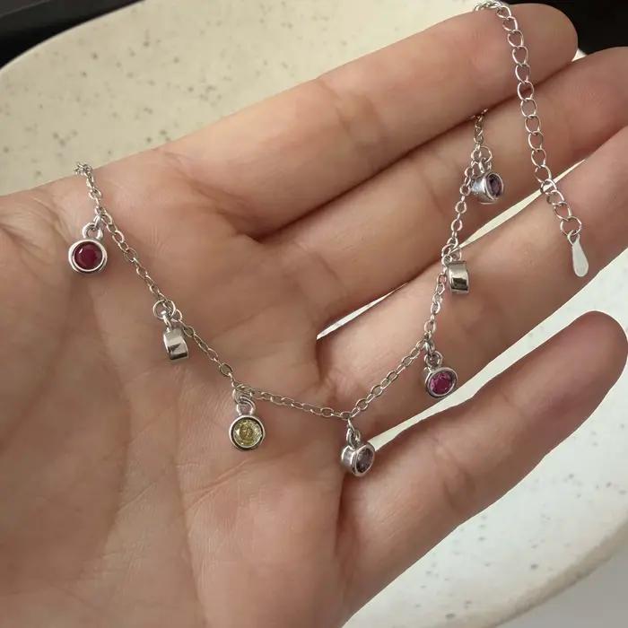 Bracelet rétro en argent sterling 925 pour femmes design géométrique fait à la main arc-en-ciel zirconium cadeau d'anniversaire mariage occasions spéciales