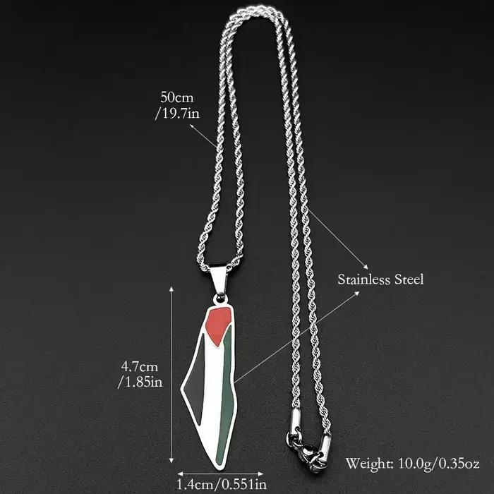 Collier avec pendentif drapeau de la carte de la Palestine arabe islamique pour femmes et hommes