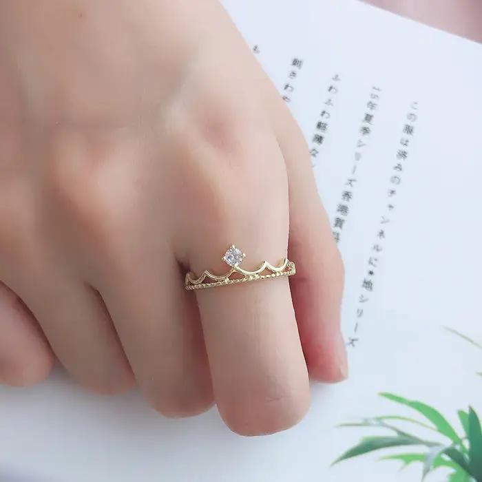 Bagues délicates couronne de princesse pour femmes
