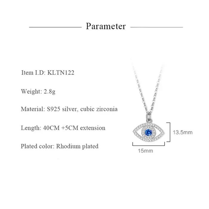 Collier Mauvais Œil en Argent Sterling 925 avec Zircone Bleue Pendentif Protection Femmes Occasions Spéciales