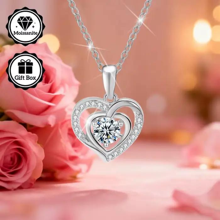 Bijoux LAMVOICE pour femmes, bijoux de haute qualité, collier hypoallergénique, collier en moissanite 1 carat pour femmes, cadeau de Noël