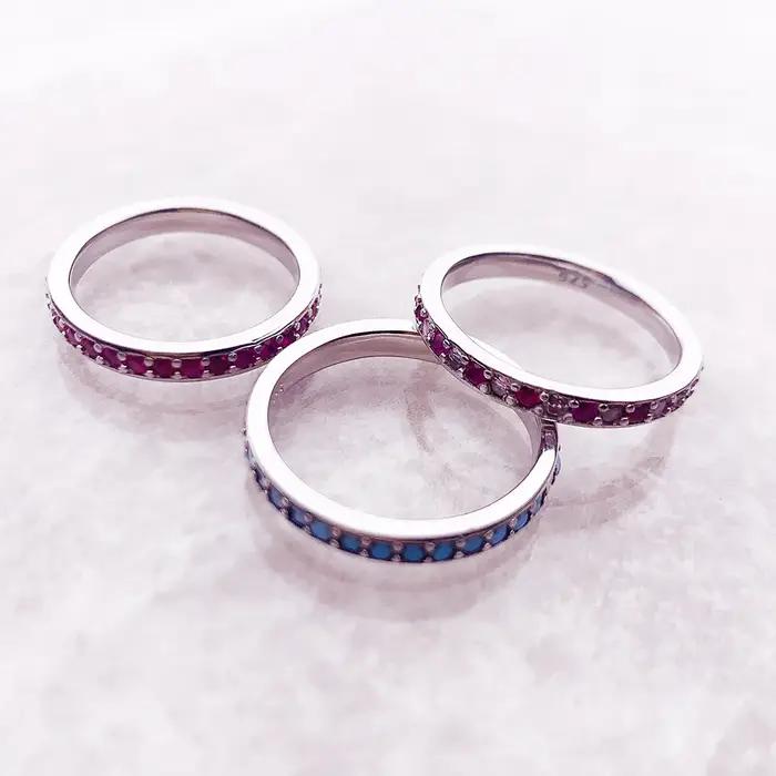 Bague élégance pierres colorées Europe romantique bijoux fins pour les femmes tout nouveau cadeau en argent Sterling 925 véritable