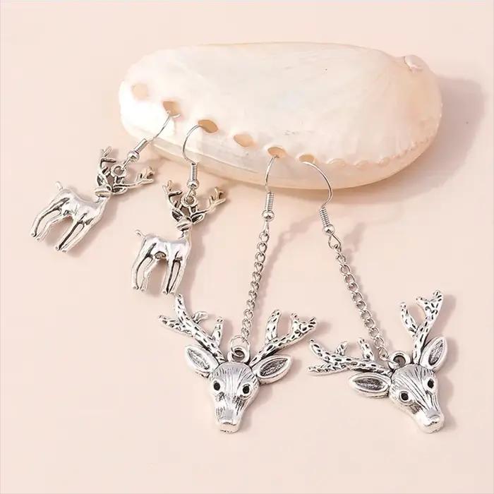 Boucles d'oreilles en métal couleur argent Aihua