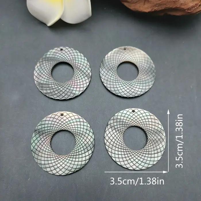 4 pièces 35mm naturel nacre Tahiti sculpté à la main pendentif île tropicale bijoux pour boucles d'oreilles