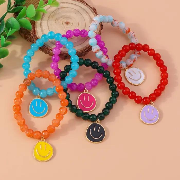 Aihua bohème fait à la main perles colorées Bracelet pour femmes mignon sourire visage bracelets à breloques filles fête vacances bijoux cadeaux