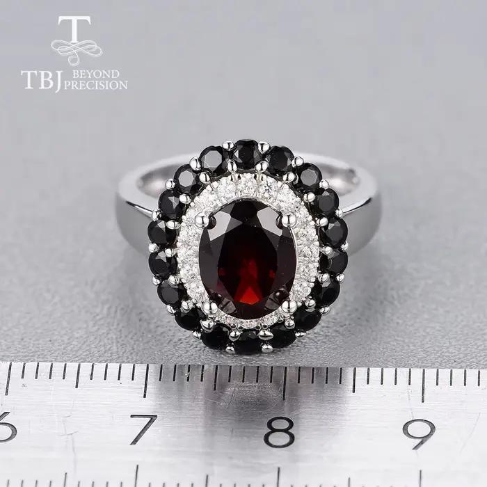 Ensemble de bague et boucles d'oreilles en argent sterling 925 sertie de grenat noir naturel pour femmes occasions spéciales et tenues quotidiennes