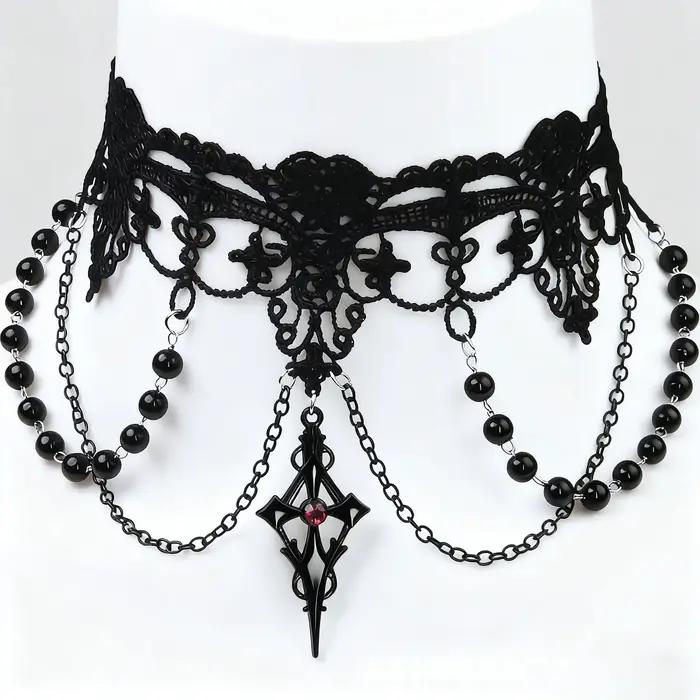 Collier élégant à pampilles Rose rouge foncé pour femmes
