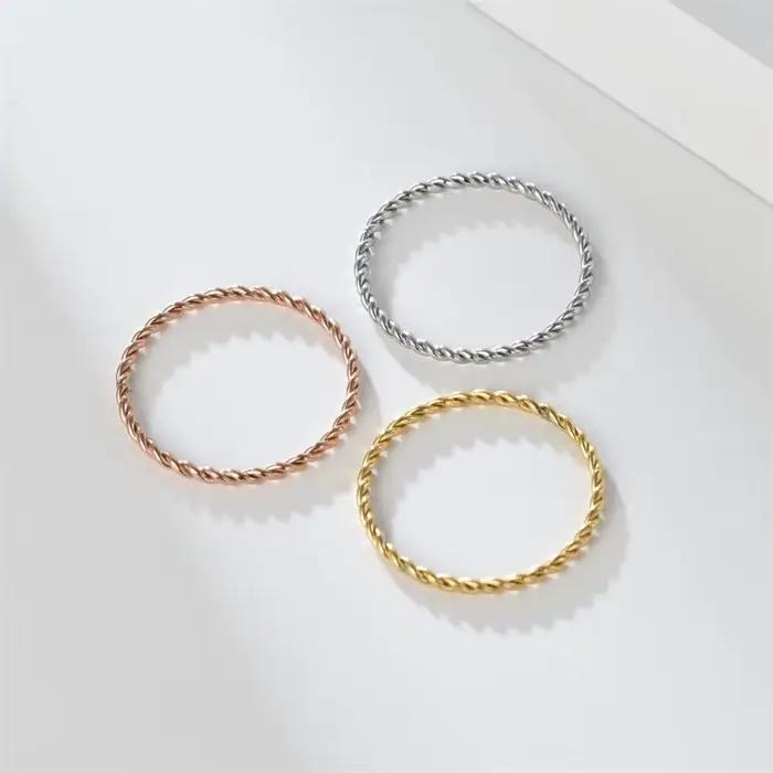 VIVILADY Bague torsadée en acier inoxydable de qualité, motif géométrique, pour femme et couple, bijou de mode, idéale pour les fêtes