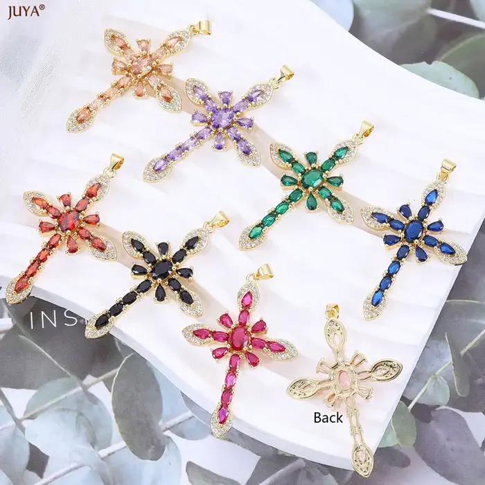 Pendentif en Pierre Naturelle de Luxe avec Croix de Jésus