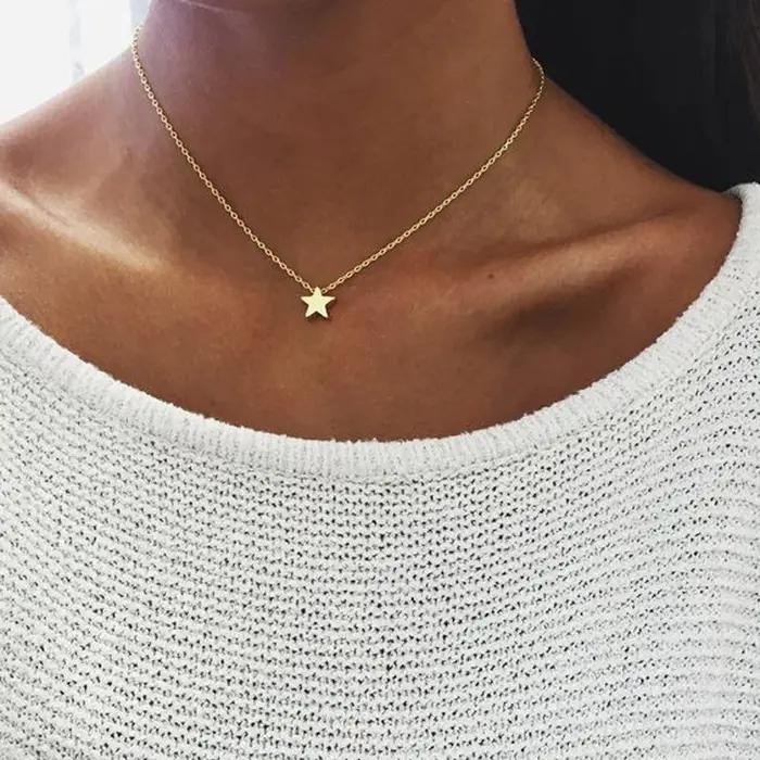 JOStar-Collier ras du cou en or et argent pour femme