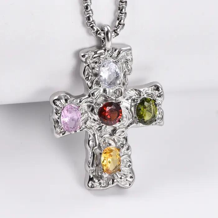 Bijoux Vintage pendentif croix en cristal pour femmes