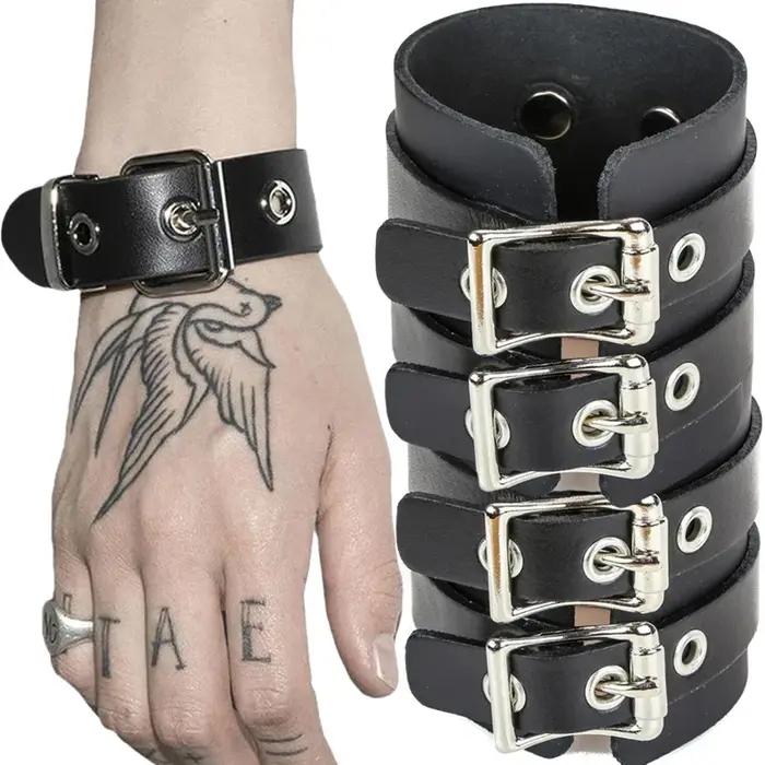 Bracelet en cuir punk verrouiller unisexe mode occasion spéciale club style original pour homme femme