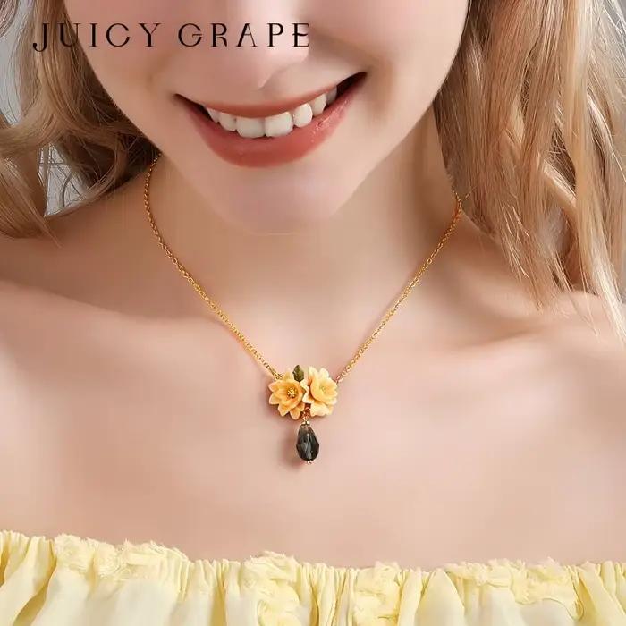 Parure de bijoux Juicy Grape en émail jaune gardénia