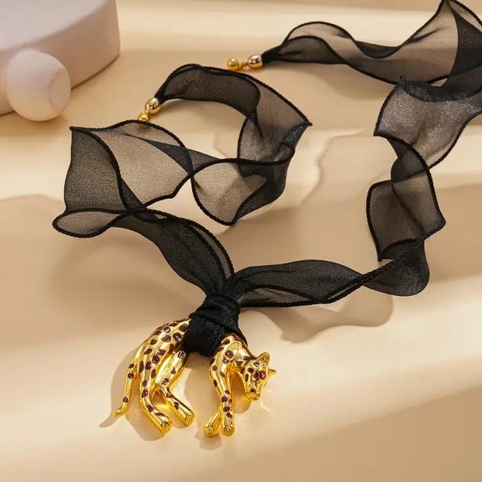 Collier pendentif léopard huile goutte à goutte chaîne de clavicule détachable pour femmes style mode casual y2k tracker d'humeur bijoux à la mode occassions spéciales quotidiennes
