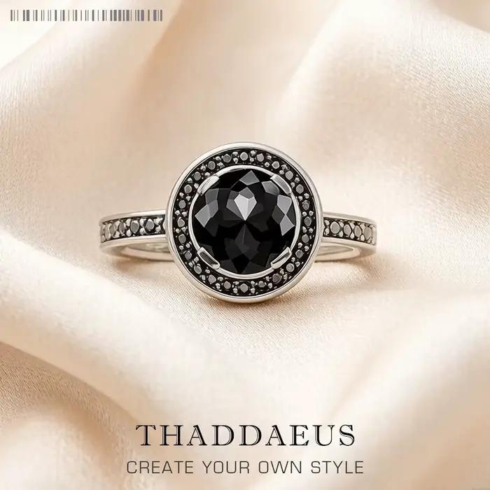 Bague Solitaire lumière de Luna noir, bijoux de mode Glam de Style européen pour femmes, cadeau en a
