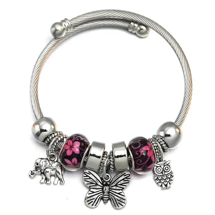 Bracelet à breloques en perles d'éléphant d'amour pour femmes, bracelets réglables, accessoires roma