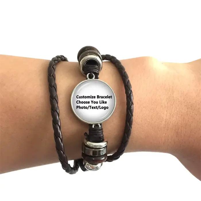 Personnalisez votre Bracelet vous choisissez une Photo/image/texte/Logo, Bracelet en cuir multicouche coloré fait à la main, cadeau pour hommes et femmes