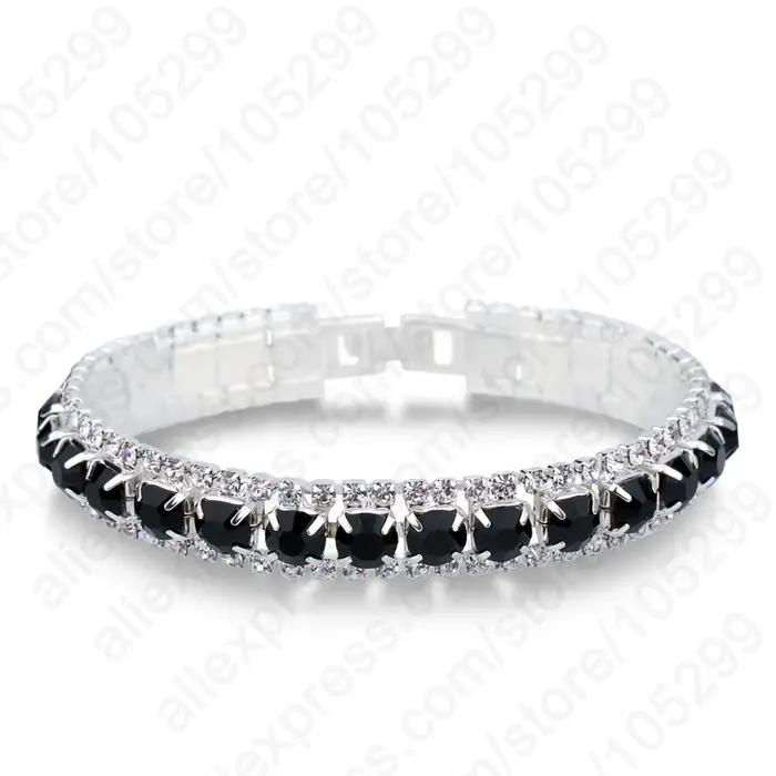 Bracelet en argent sterling serti de zirconium noir pour femmes occasion engagement style vendange