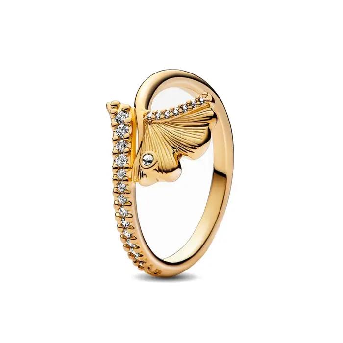 Nouveauté 2025 – Bague Cœur Soleil Nœud Papillon Couleur Or Tailles 6